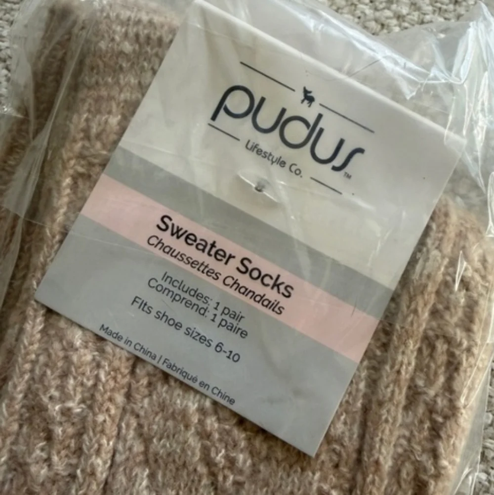 Pudus Women's Tan‎ Thigh-high Sweater Socks Shoe Size 6-10 NEW!